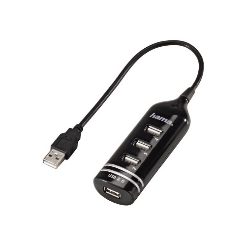 USB Hub Hama USB 2.0 / 4x USB 2.0 - černý