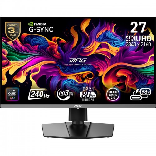 Herní monitor MSI MPG 272URX QD-OLED 26.5",LED podsvícení, QD-OLED panel, 0.03ms, 150000: 1, 450cd/m2, 3840 × 2160, - černý Herní monitor MSI MPG 272URX QD-OLED 26.5",LED podsvícení, QD-OLED panel, 0.03ms, 150000: 1, 450cd/m2, 3840 × 2160, - černý