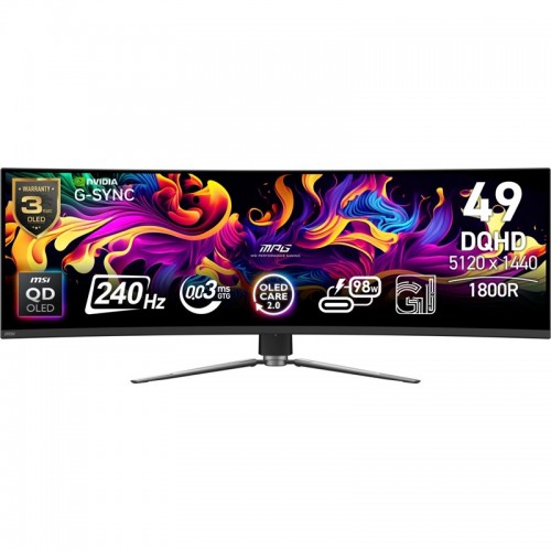 Monitor MSI MPG 491CQPX QD-OLED 49",LED podsvícení, QD-OLED panel, 0.03ms, 1500000: 1, 250cd/m2, 5120 × 1440, - černý Monitor MSI MPG 491CQPX QD-OLED 49",LED podsvícení, QD-OLED panel, 0.03ms, 1500000: 1, 250cd/m2, 5120 × 1440, - černý