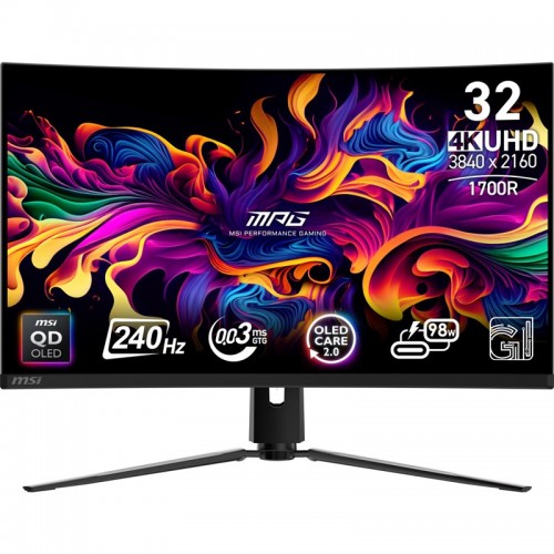 Herní monitor MSI MPG 321CURX QD-OLED 31.5",LED podsvícení, QD-OLED panel, 0.3ms, 1500000: 1, 250cd/m2, 3840 × 2160, - černý Herní monitor MSI MPG 321CURX QD-OLED 31.5",LED podsvícení, QD-OLED panel, 0.3ms, 1500000: 1, 250cd/m2, 3840 × 2160, - černý