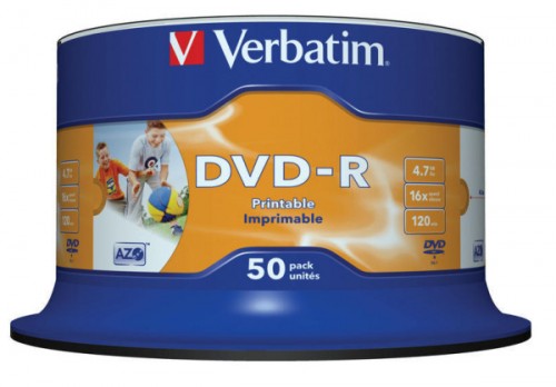 Disk Verbatim DVD-R 4.7GB, 16x, printable, 50cake